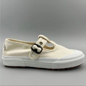 Vans Cream Canvas Mary Jane with Black Buckle